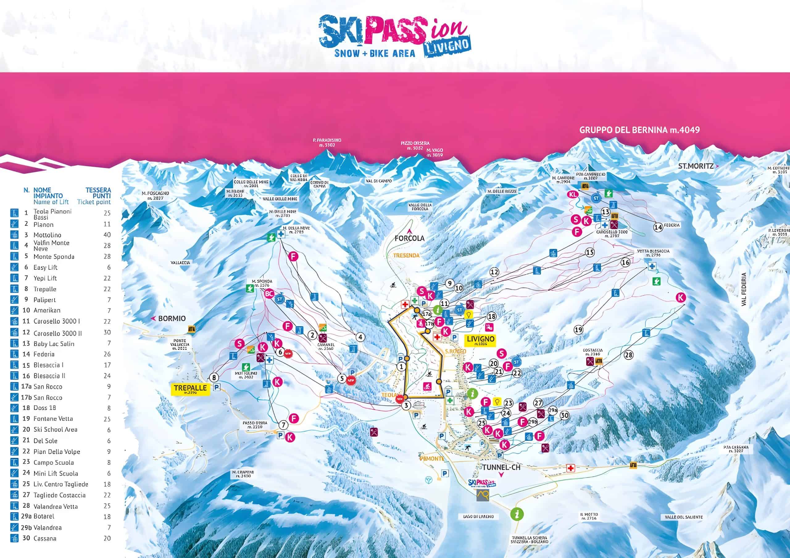 piste da sci a Livigno